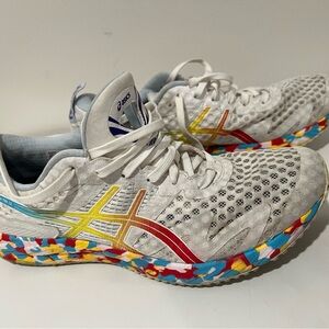 Asics Women's White Running Shoes with Red, Yellow & Multicolor Sole